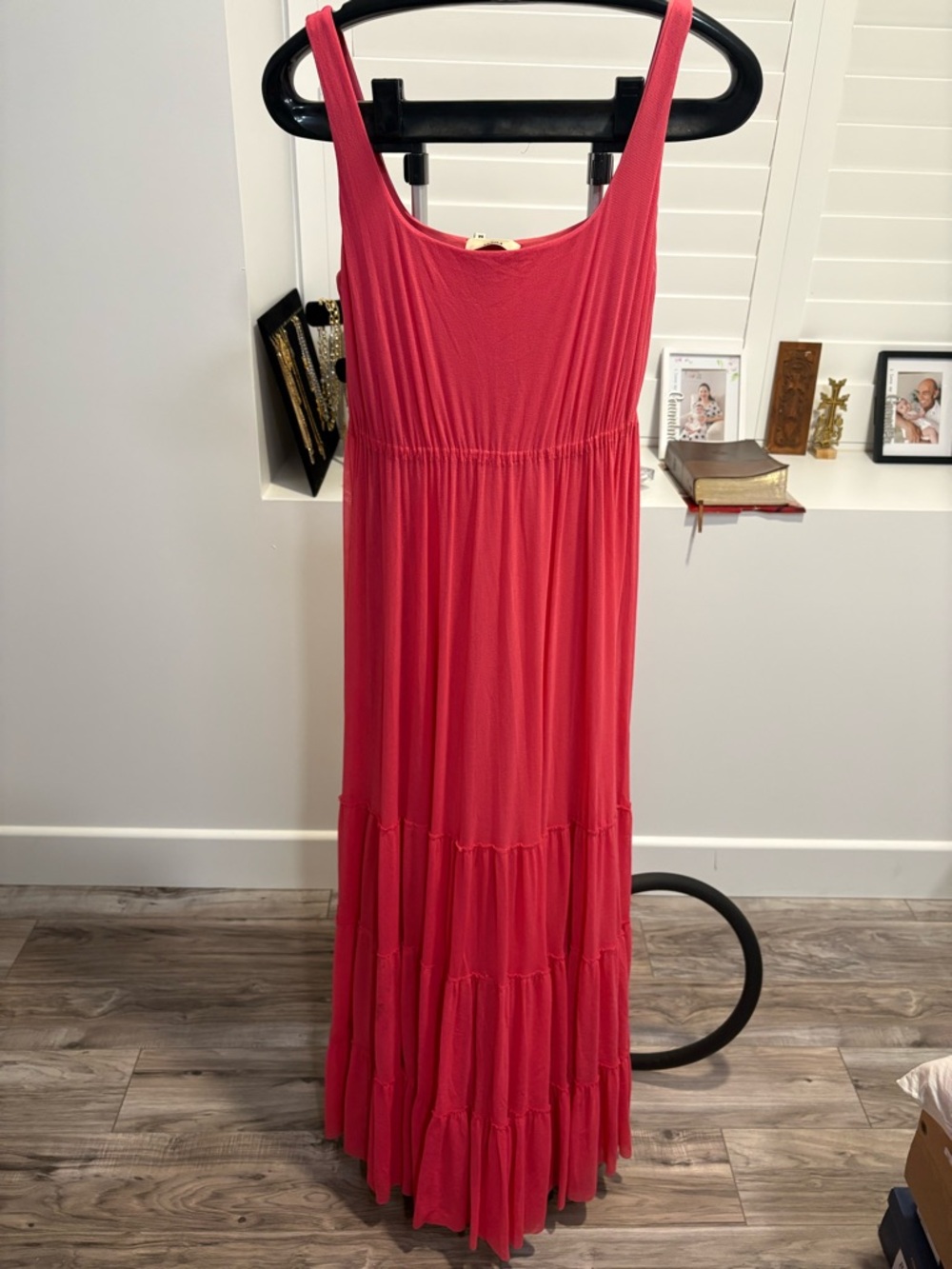 Women’s Maxi Dress - Pink Sleeveless Tiered Summer Dress